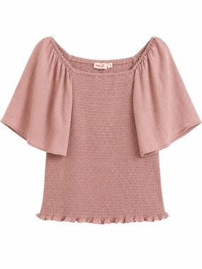 Ivy City Co. Lennon Top Pink Smocked Flutter Sleeve - XL